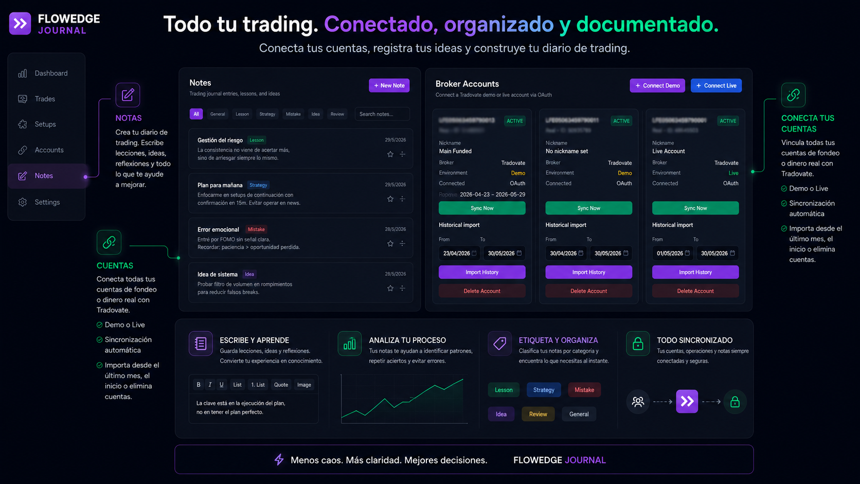 FlowEdge Journal Accounts y Notas